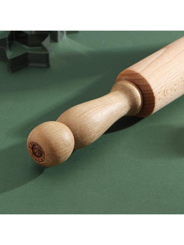 Скалка с вращающимися ручками, 40×4,2 см, бук