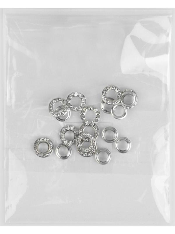 Люверс со стразами, d = 12,5/6 мм, 10 шт, цвет никель