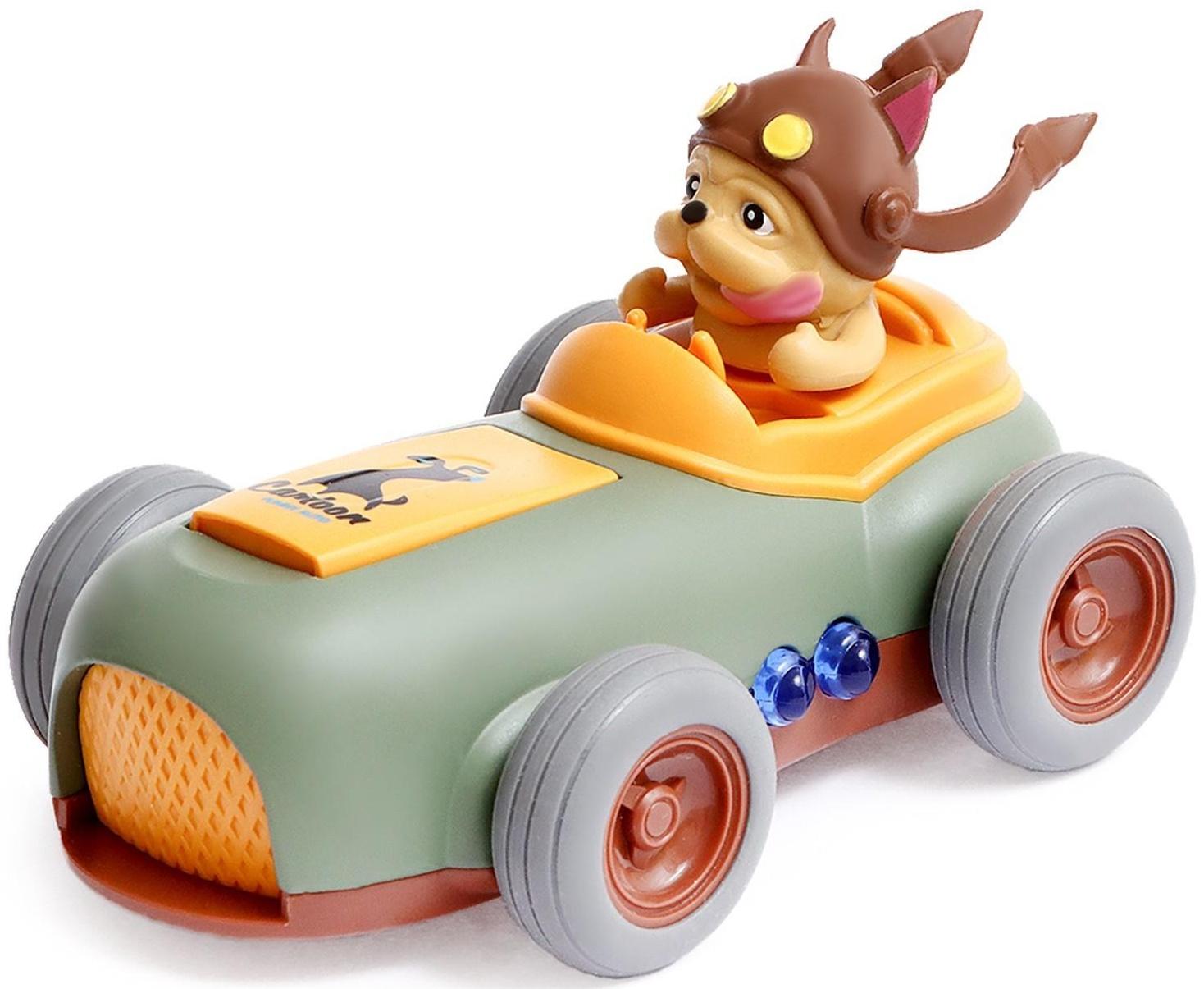 Машинка металлическая Fynny Pets MY66-K1213, с собакой, 1:36, инерция, свет, звук, цвет зелёный