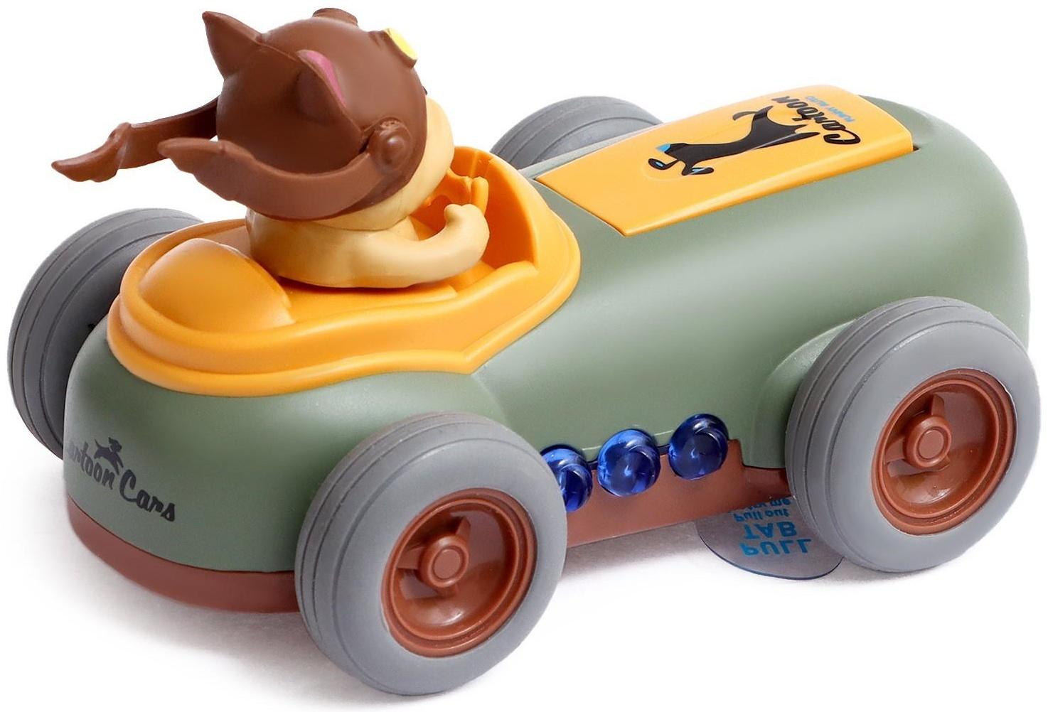 Машинка металлическая Fynny Pets MY66-K1213, с собакой, 1:36, инерция, свет, звук, цвет зелёный