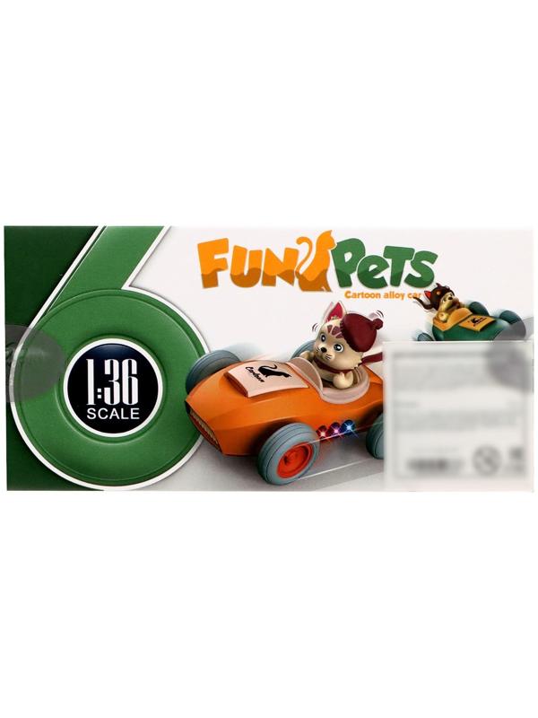 Машинка металлическая Fynny Pets MY66-K1213, с собакой, 1:36, инерция, свет, звук, цвет зелёный