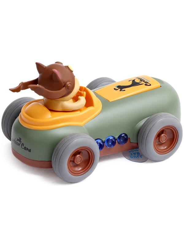 Машинка металлическая Fynny Pets MY66-K1213, с собакой, 1:36, инерция, свет, звук, цвет зелёный