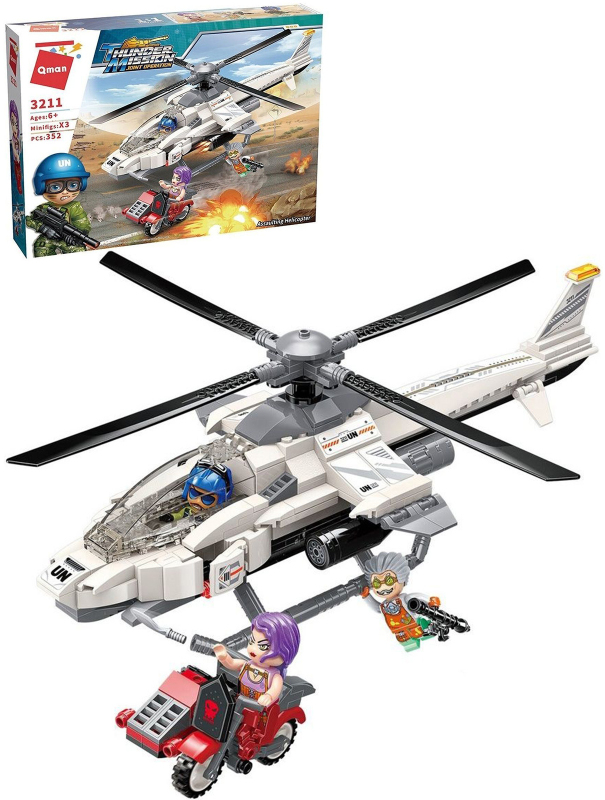 Конструктор Qman «Штурмовой вертолёт» 3211 / 352 детали