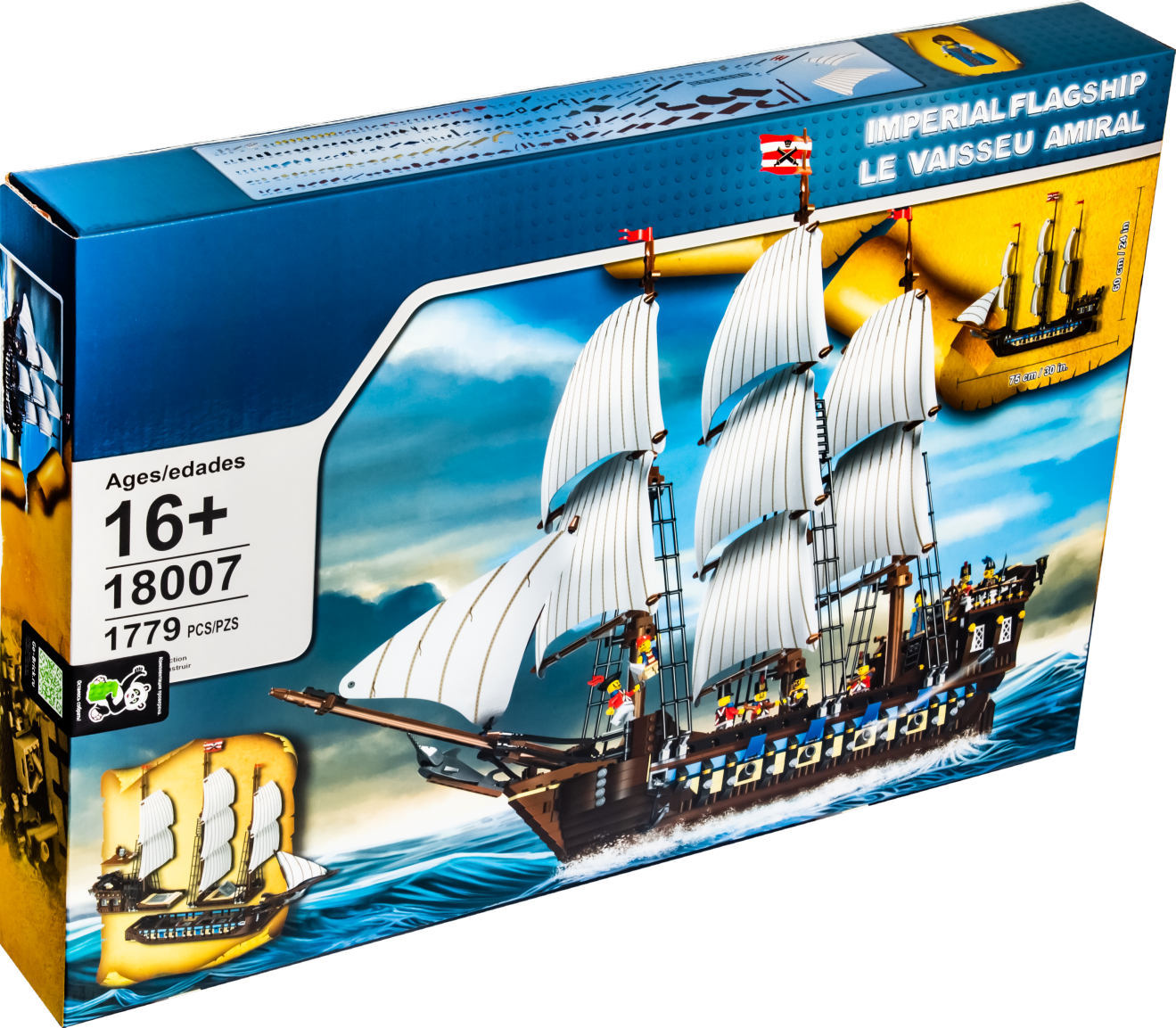 Конструктор «Огромный трехмачтовый имперский флагман» 18007 (Pirates 10210) / 1779 деталей