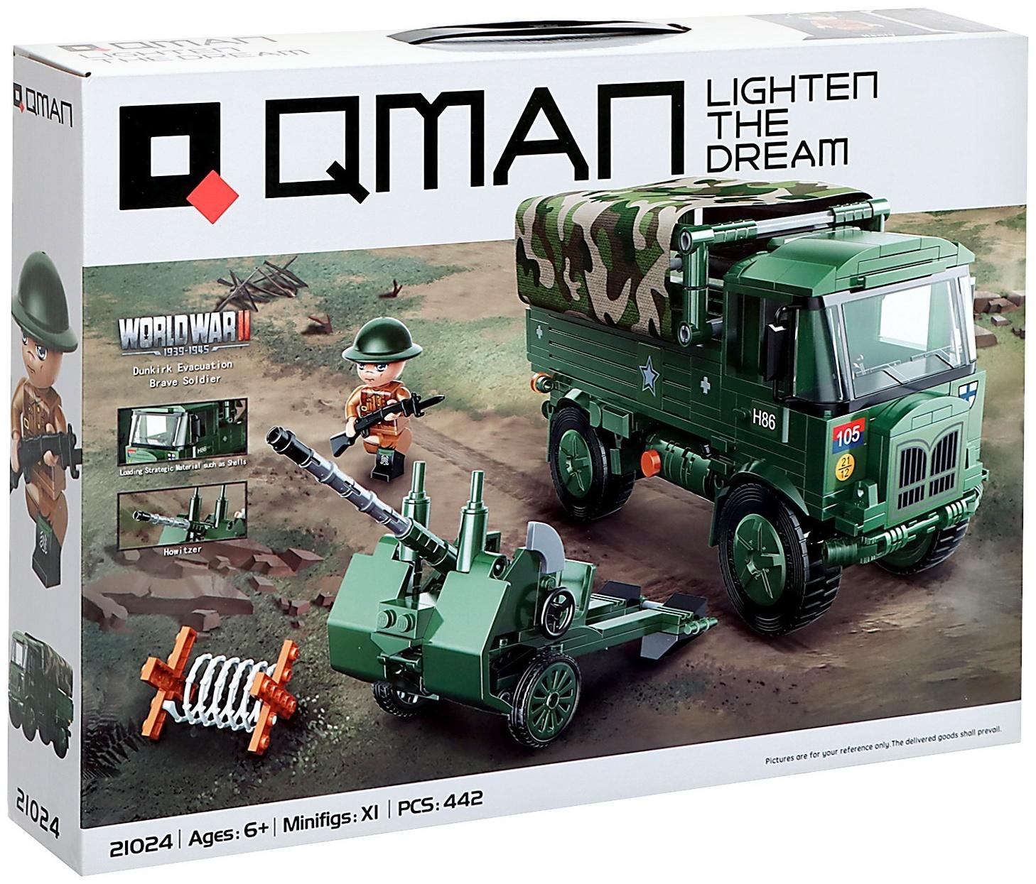 Конструктор Qman «Военный грузовик» 21024 / 442 детали