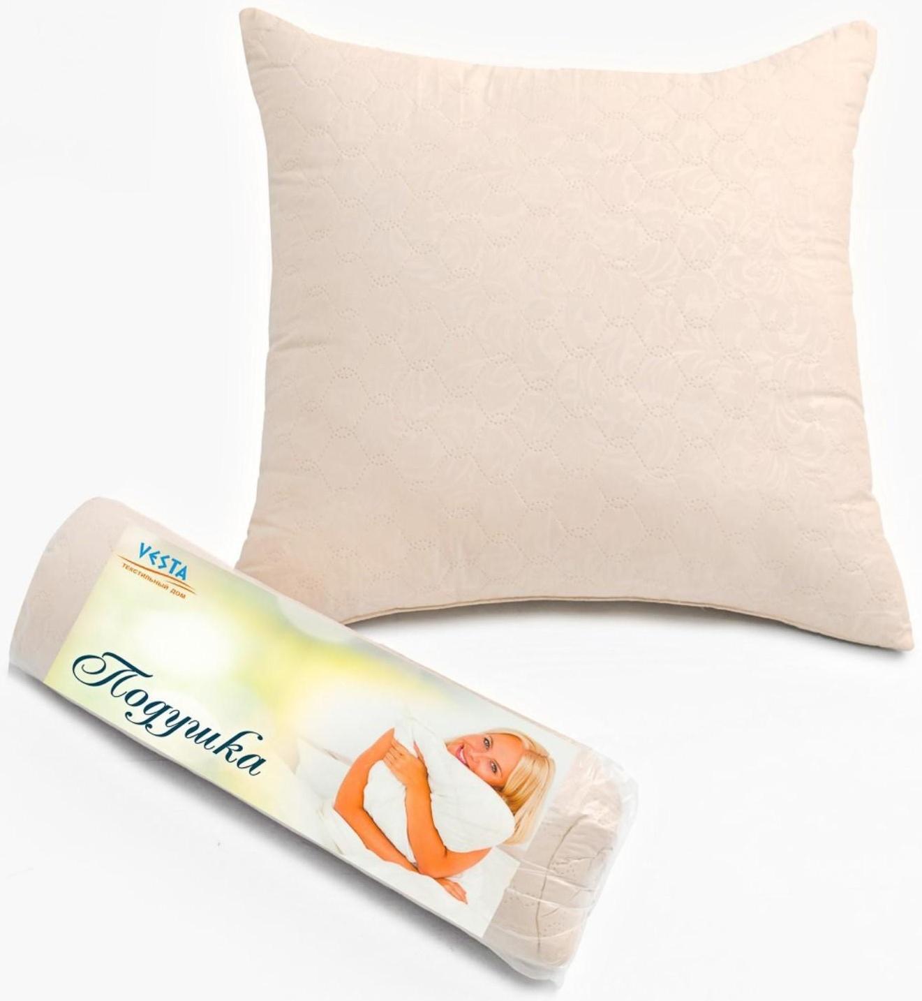 Подушка 70х70см, слоновая кость, файбер, микрофибра, 100% полиэстер