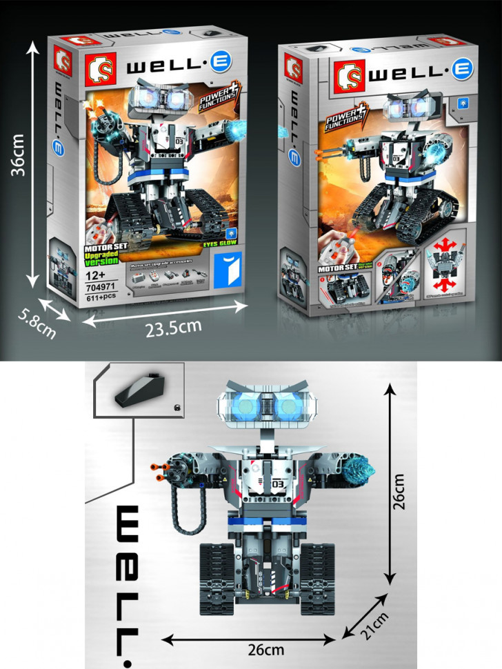 Радиоуправляемый конструктор Sembo Block «Гусеничный робот Well-e» 704971 / 611 деталей