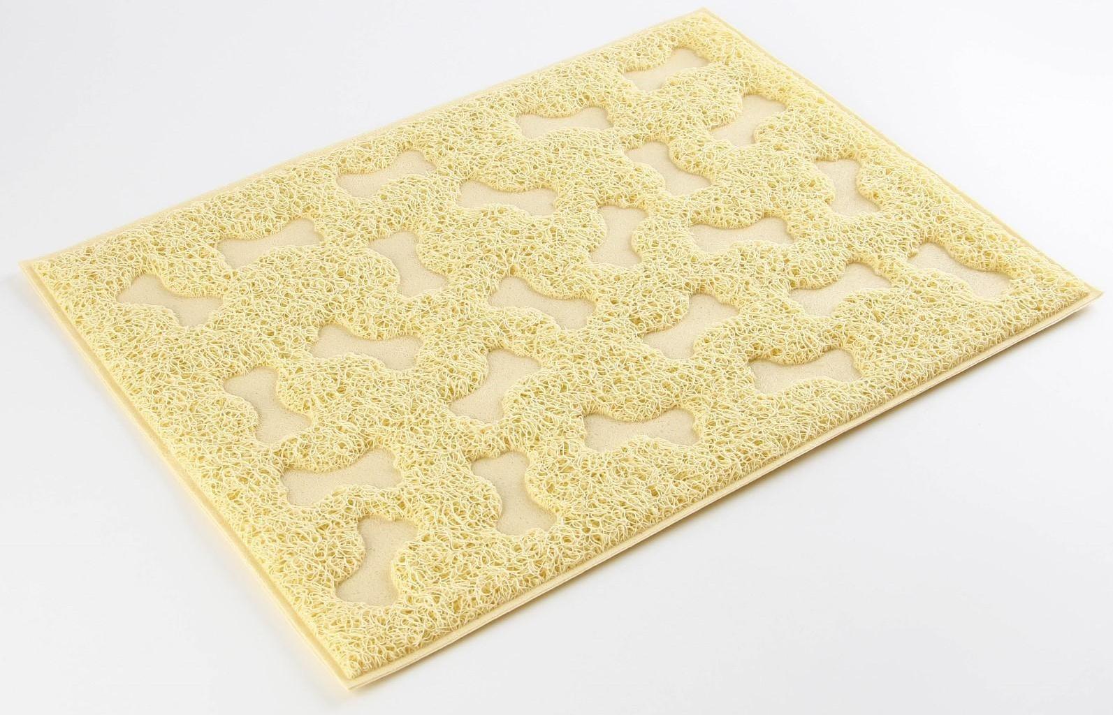 Коврик универсальный под миску и лоток «Косточки», 30х40 см, бежевый