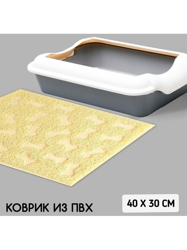 Коврик универсальный под миску и лоток «Косточки», 30х40 см, бежевый