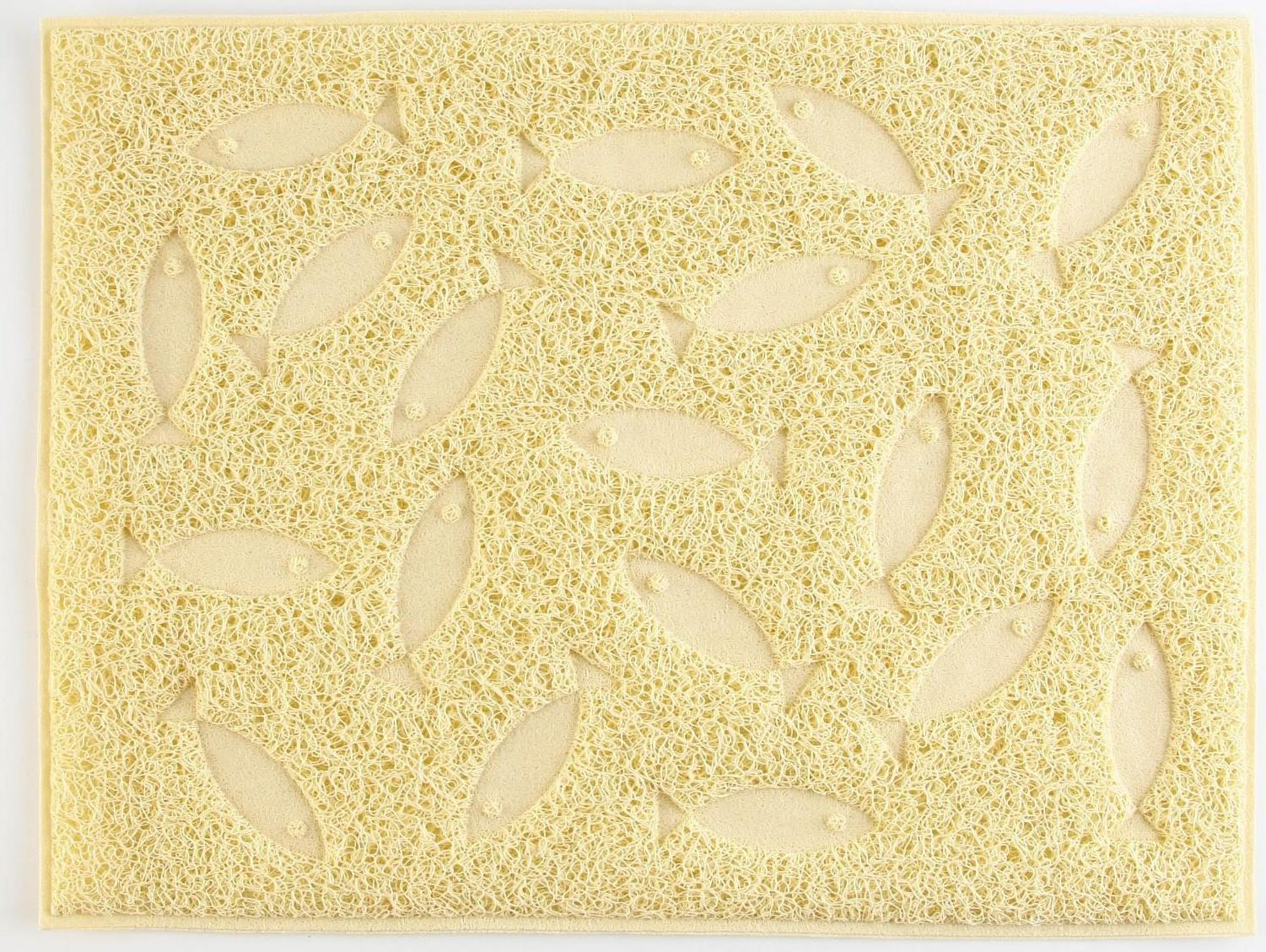 Коврик универсальный под миску и лоток «Рыбки», 30х40 см, бежевый