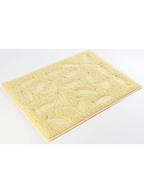 Коврик универсальный под миску и лоток «Рыбки», 30х40 см, бежевый