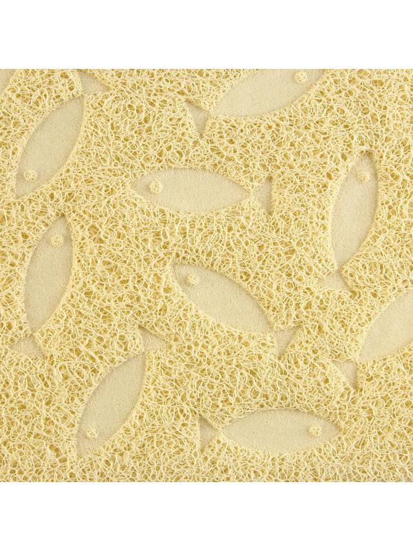 Коврик универсальный под миску и лоток «Рыбки», 30х40 см, бежевый