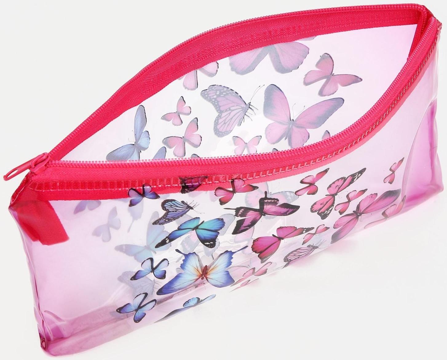 Косметичка-пенал на молнии, цвет розовый