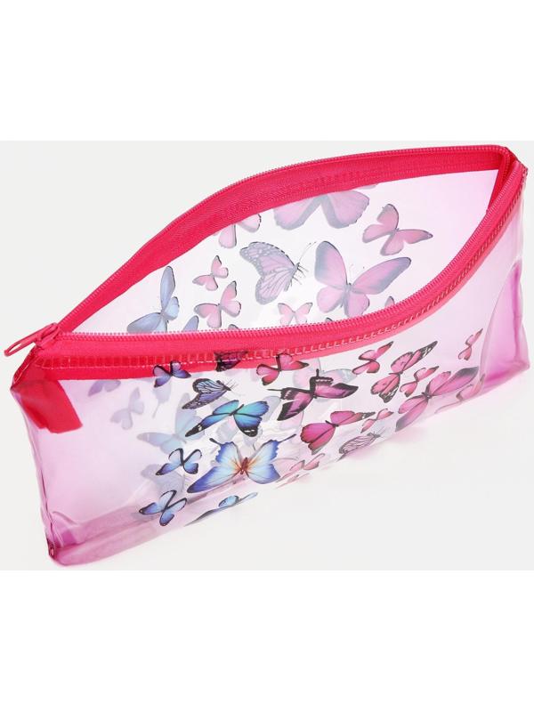 Косметичка-пенал на молнии, цвет розовый