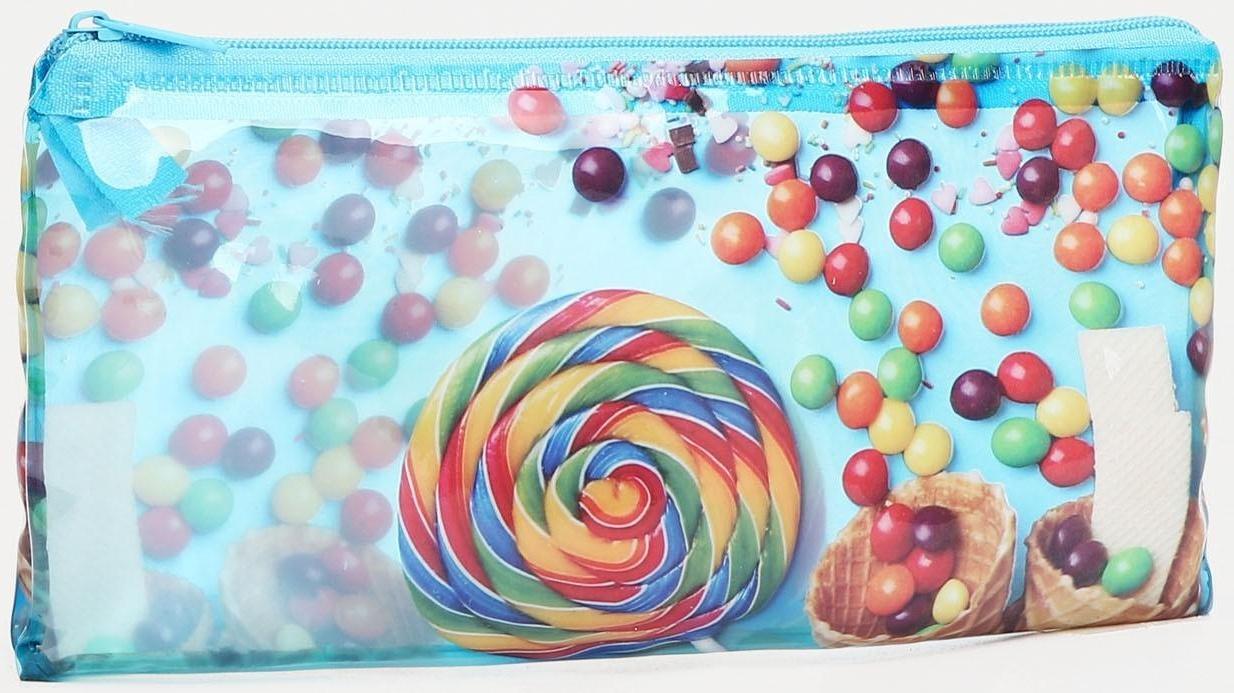 Косметичка-пенал на молнии, цвет голубой