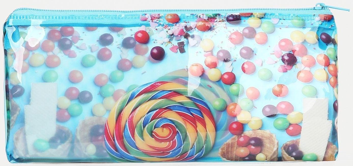 Косметичка-пенал на молнии, цвет голубой