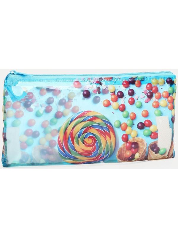 Косметичка-пенал на молнии, цвет голубой