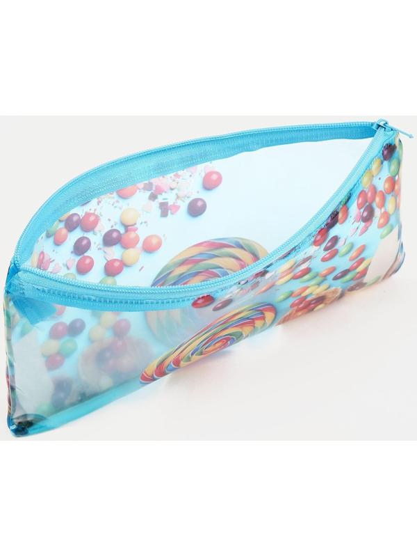 Косметичка-пенал на молнии, цвет голубой