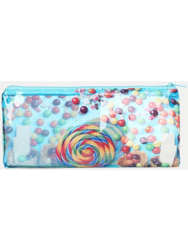 Косметичка-пенал на молнии, цвет голубой