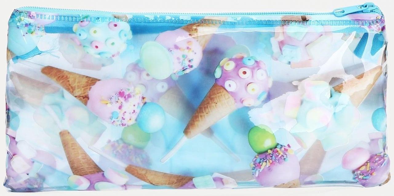 Косметичка-пенал на молнии, цвет голубой