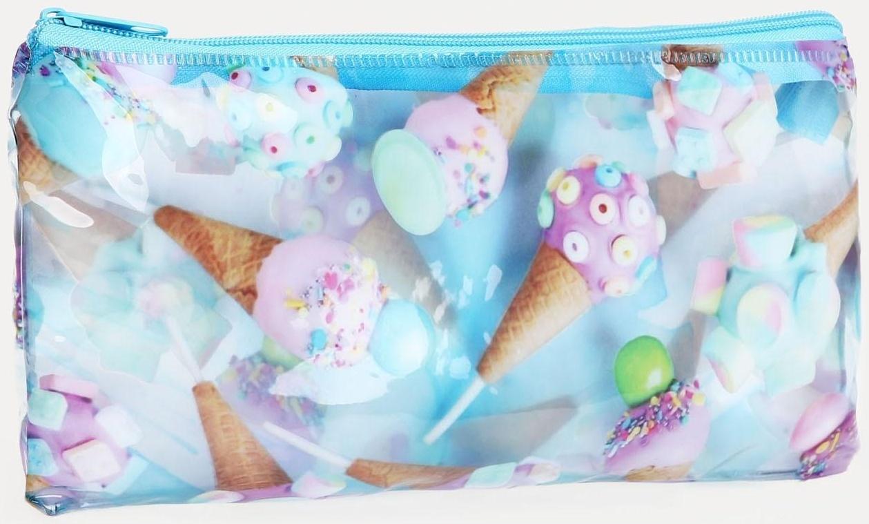 Косметичка-пенал на молнии, цвет голубой