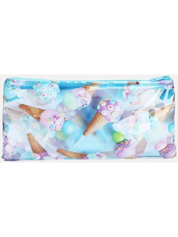 Косметичка-пенал на молнии, цвет голубой