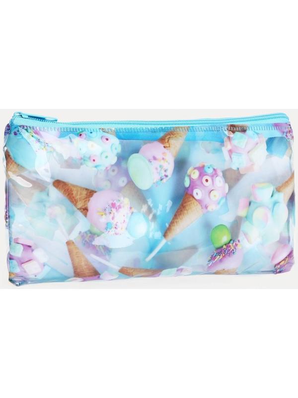 Косметичка-пенал на молнии, цвет голубой