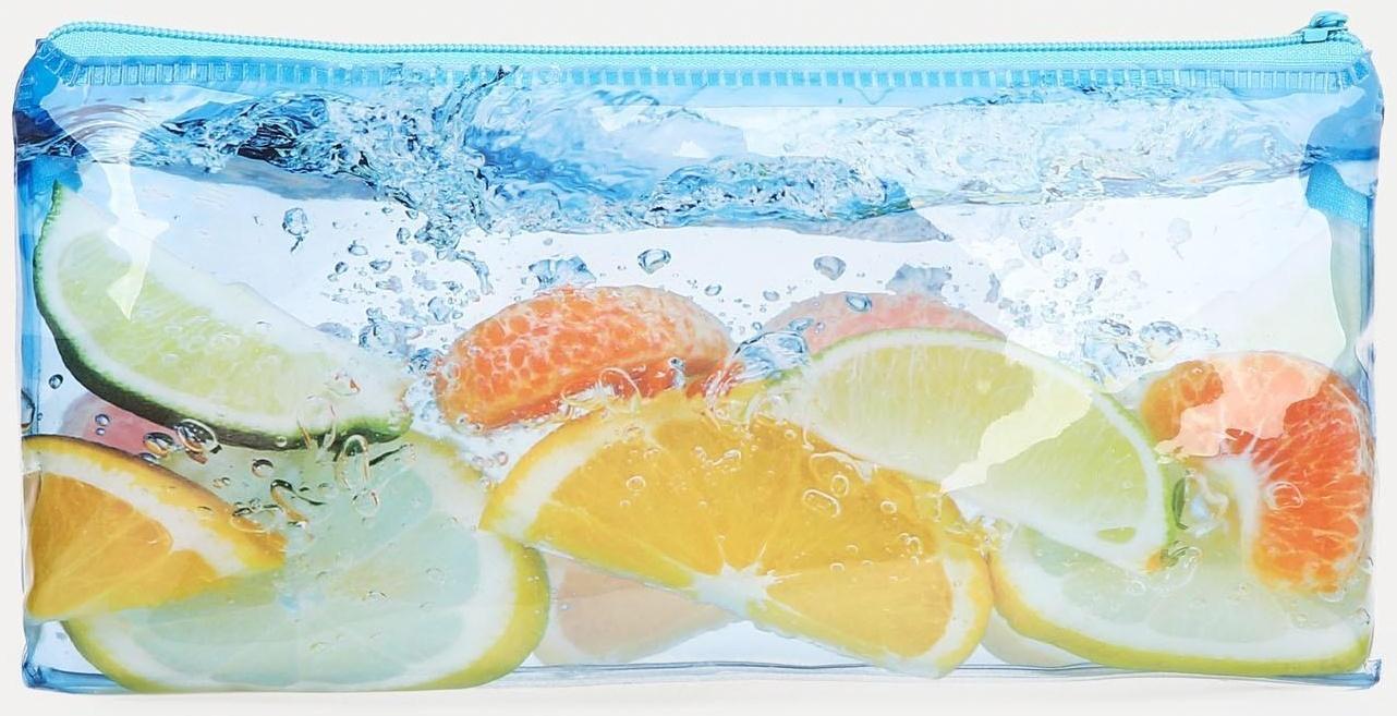 Косметичка-пенал на молнии, цвет голубой