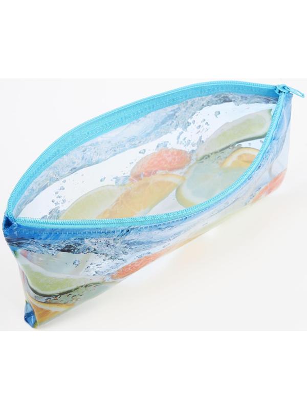 Косметичка-пенал на молнии, цвет голубой