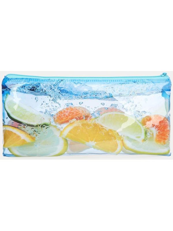 Косметичка-пенал на молнии, цвет голубой