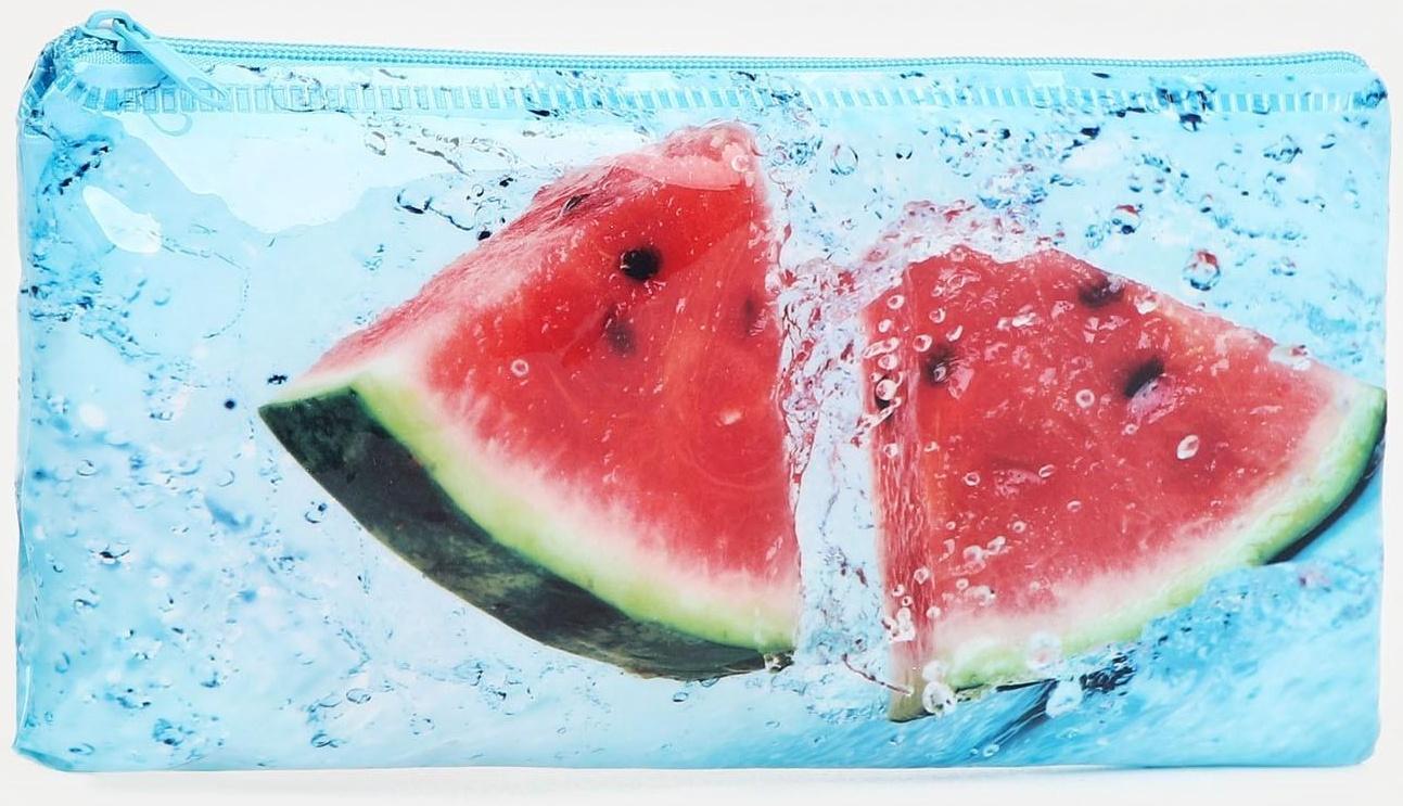 Косметичка-пенал на молнии, цвет голубой