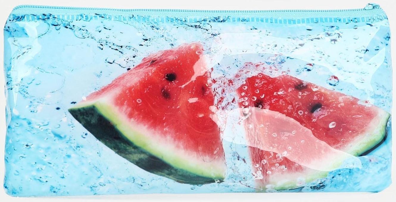 Косметичка-пенал на молнии, цвет голубой