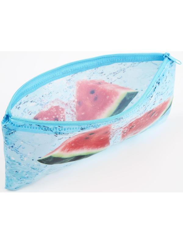 Косметичка-пенал на молнии, цвет голубой