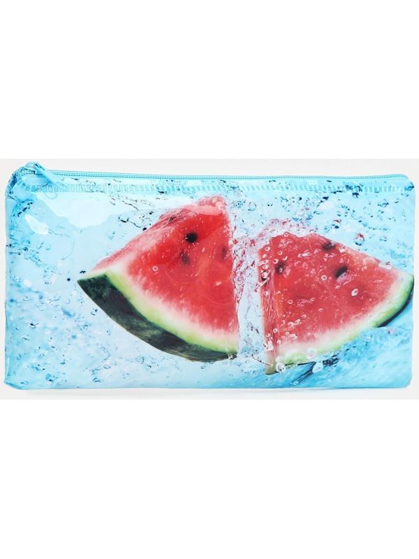 Косметичка-пенал на молнии, цвет голубой