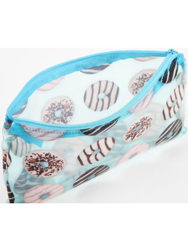 Косметичка-пенал на молнии, цвет голубой