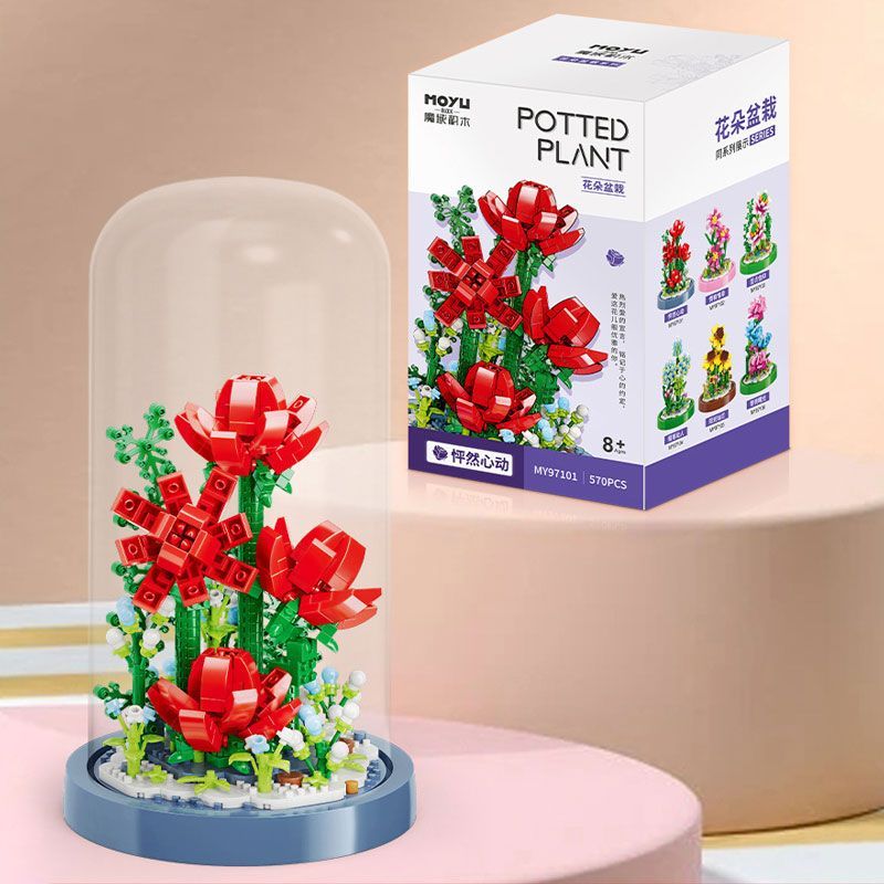 Конструктор MoyU «Цветы в колбе: Розы» MY97101 / 570 деталей