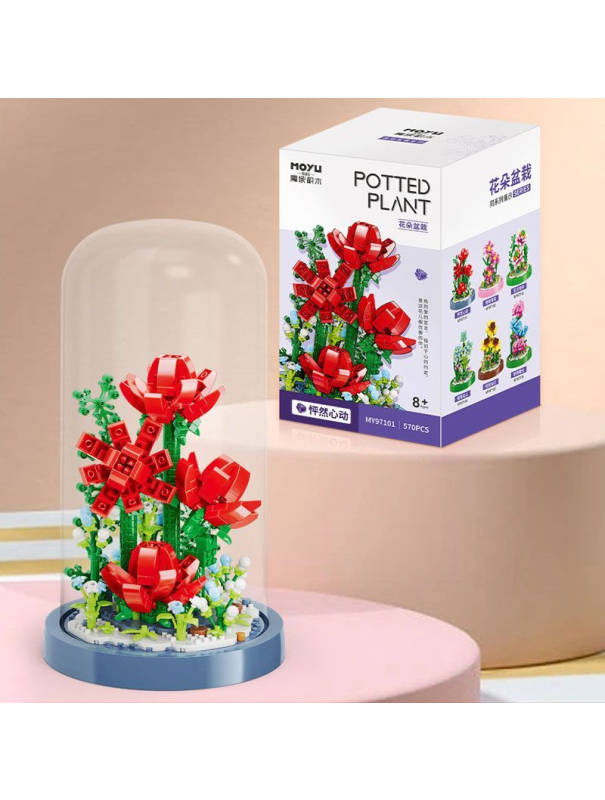 Конструктор MoyU «Цветы в колбе: Розы» MY97101 / 570 деталей