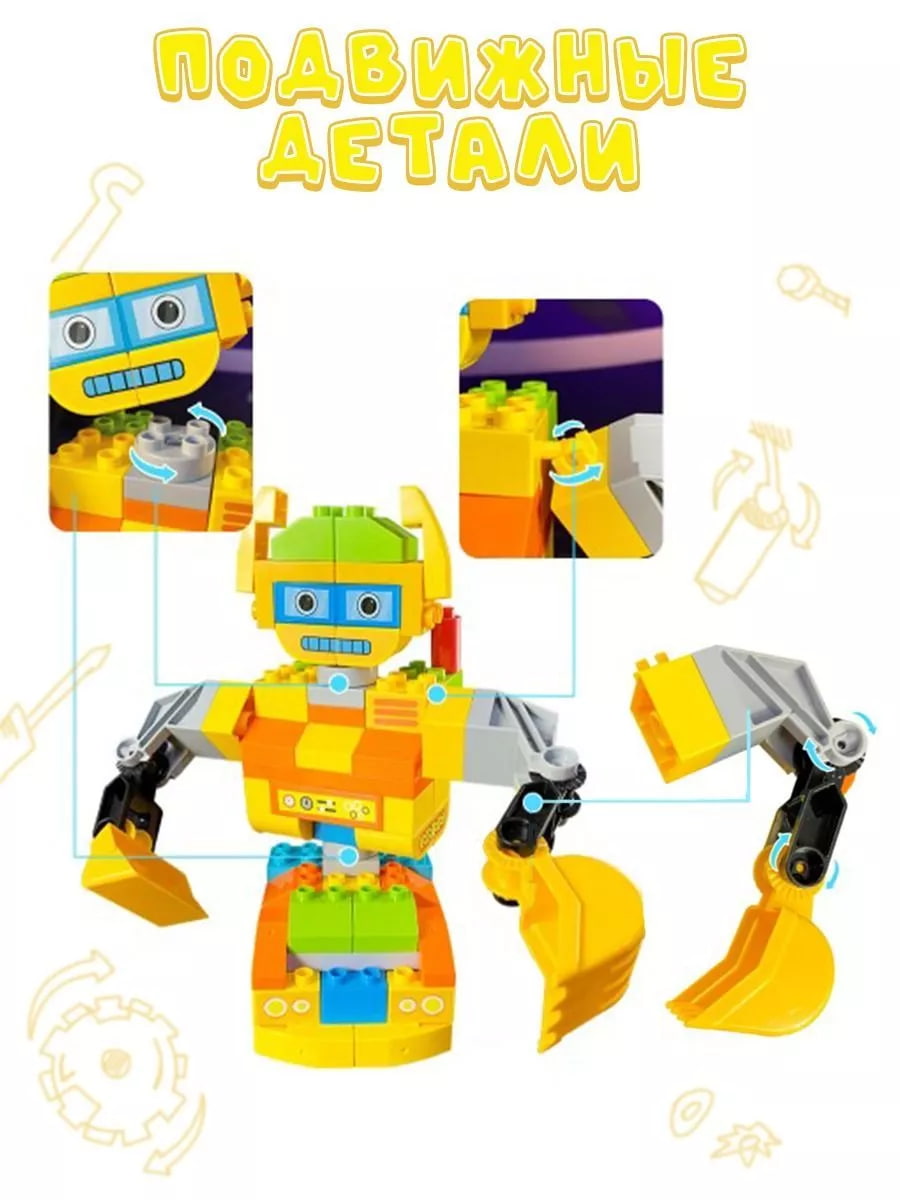 Конструктор «Желтый робот-строитель трансформер 2в1» JS601A1