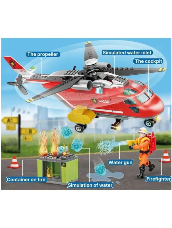 Конструктор BBlock «Пожарный вертолет» XJ-829B / 387 деталей