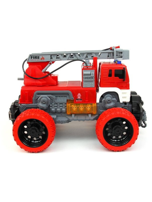 Пластиковая машинка Jian Sheng Toys 1:16 «Пожарная» 33 см. JS109S, инерционная, свет, звук / Красный