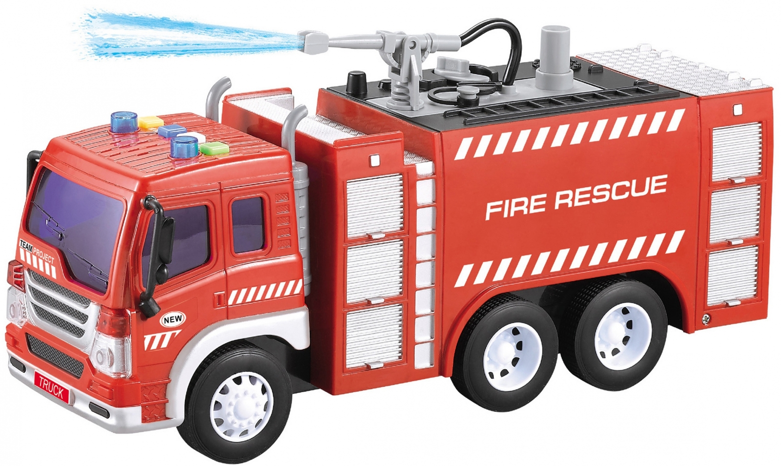 Пластиковая машинка Wenyi 1:16 «Пожарная» 27,5 см. WY351A, инерционная, свет, звук / Красный