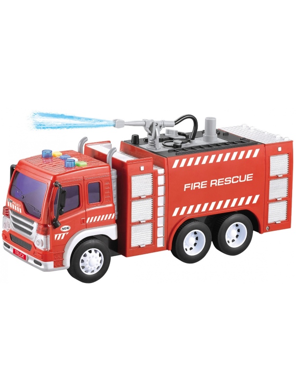 Пластиковая машинка Wenyi 1:16 «Пожарная» 27,5 см. WY351A, инерционная, свет, звук / Красный