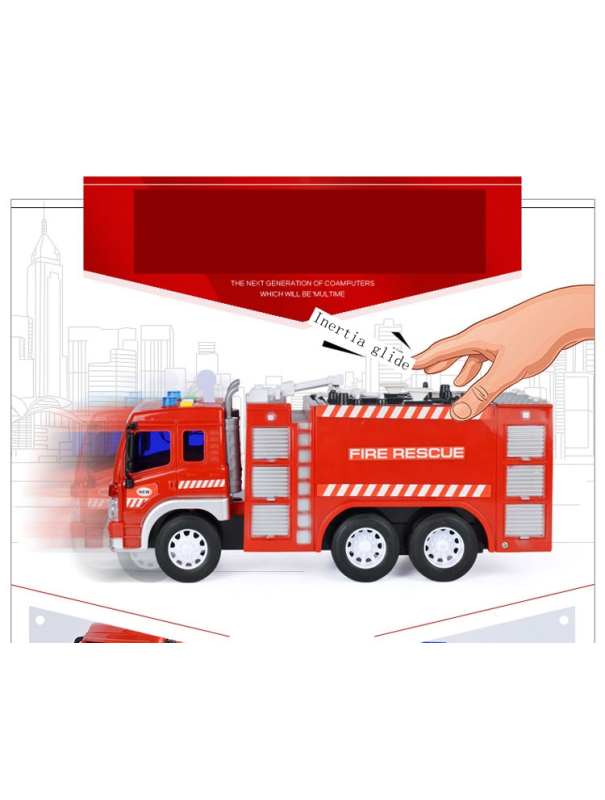 Пластиковая машинка Wenyi 1:16 «Пожарная» 27,5 см. WY351A, инерционная, свет, звук / Красный