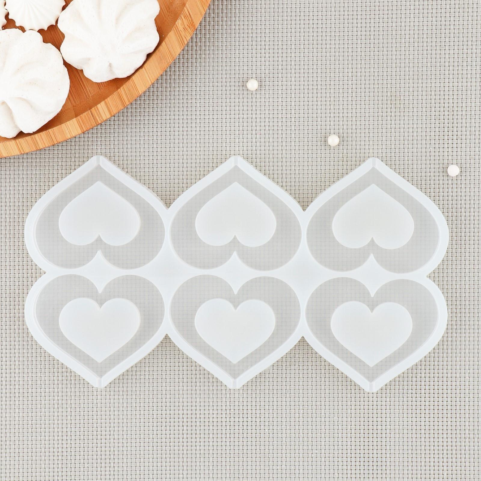 Силиконовый молд для леденцов «Сердце», 6×4,5 см, цвет прозрачный