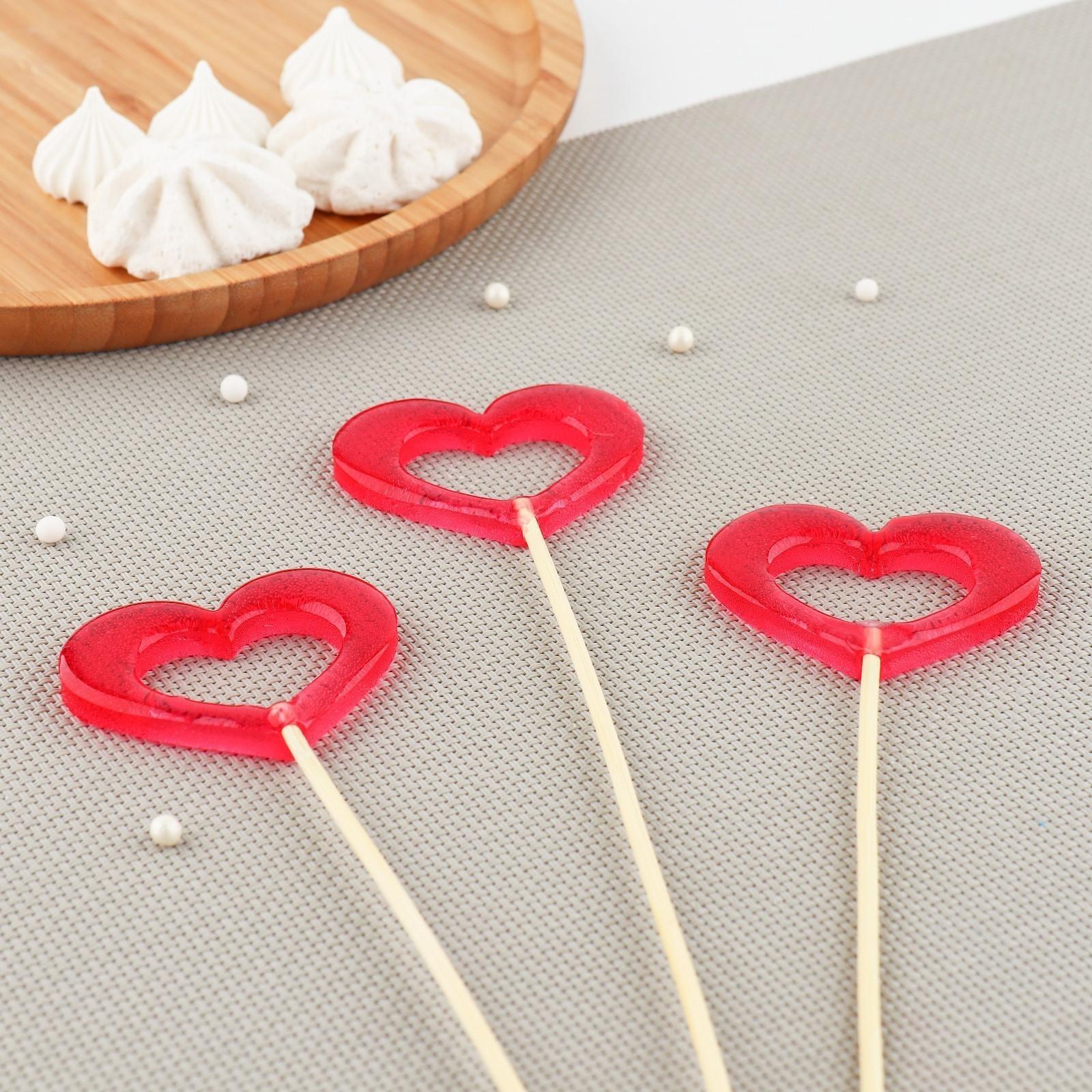 Силиконовый молд для леденцов «Сердце», 6×4,5 см, цвет прозрачный