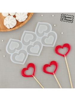 Силиконовый молд для леденцов «Сердце», 6×4,5 см, цвет прозрачный