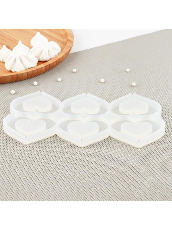 Силиконовый молд для леденцов «Сердце», 6×4,5 см, цвет прозрачный