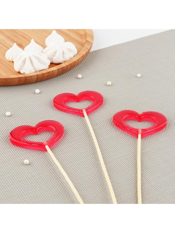 Силиконовый молд для леденцов «Сердце», 6×4,5 см, цвет прозрачный