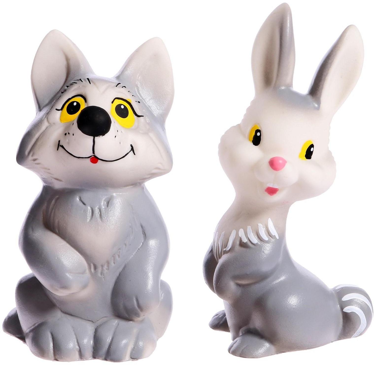 Набор резиновых игрушек «Зайчонок и Волчонок»