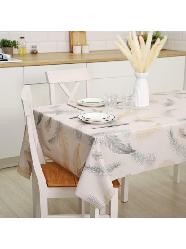 Клеенка столовая на ткани «Перья», рулон 20 метров, ширина 137 см